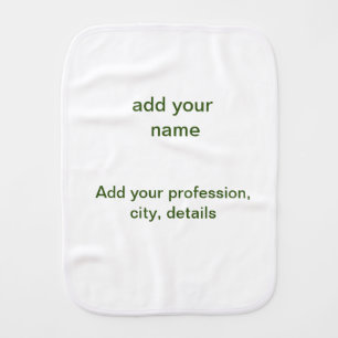 Simple minimal green add your text name photo cust baby burp cloth