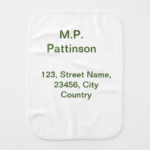 Simple minimal green add your text name photo cust baby burp cloth