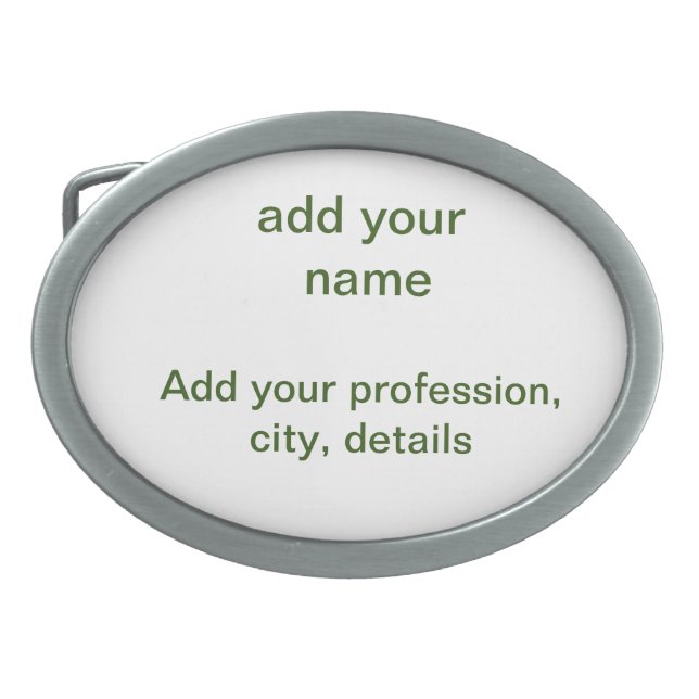 Simple minimal green add your text name photo cust belt buckle (Front)