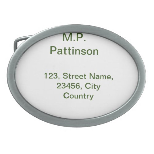 Simple minimal green add your text name photo cust belt buckle