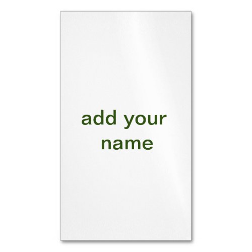Simple minimal green add your text name photo cust business card magnet