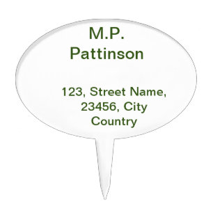 Simple minimal green add your text name photo cust cake topper