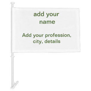 Simple minimal green add your text name photo cust car flag