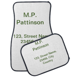 Simple minimal green add your text name photo cust car floor mat