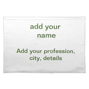 Simple minimal green add your text name photo cust cloth placemat