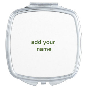 Simple minimal green add your text name photo cust compact mirror
