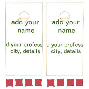 Simple minimal green add your text name photo cust cornhole set