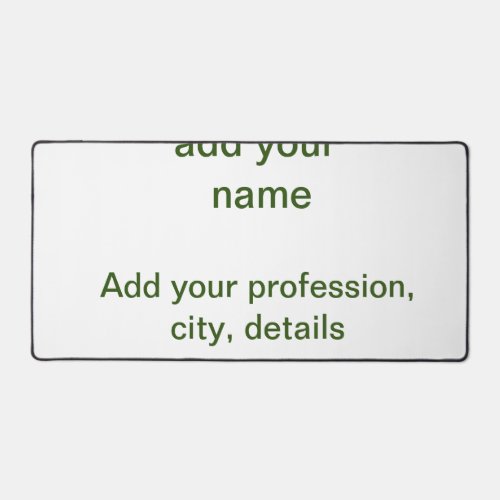 Simple minimal green add your text name photo cust desk mat
