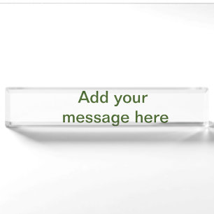 Simple minimal green add your text name photo cust desk name plate