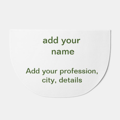 Simple minimal green add your text name photo cust doormat
