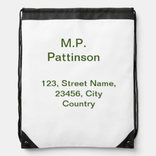 Simple minimal green add your text name photo cust drawstring bag