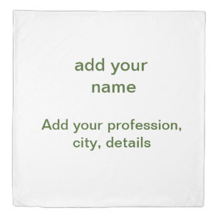 Simple minimal green add your text name photo cust duvet cover