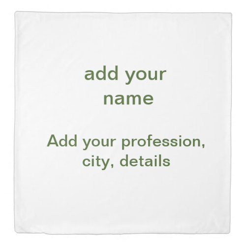 Simple minimal green add your text name photo cust duvet cover