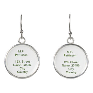 Simple minimal green add your text name photo cust earrings