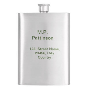 Simple minimal green add your text name photo cust flask