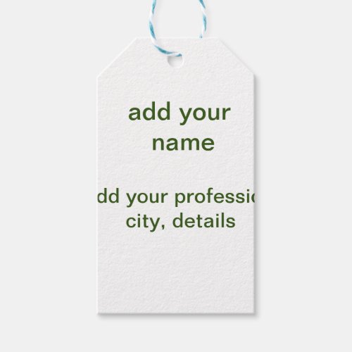 Simple minimal green add your text name photo cust gift tags
