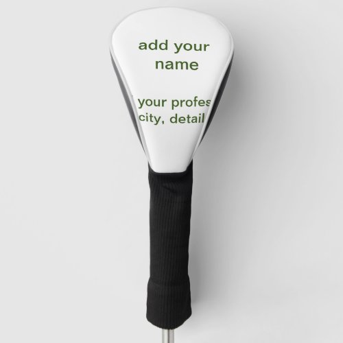 Simple minimal green add your text name photo cust golf head cover