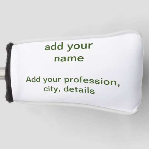 Simple minimal green add your text name photo cust golf head cover