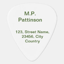 Simple minimal green add your text name photo cust guitar pick