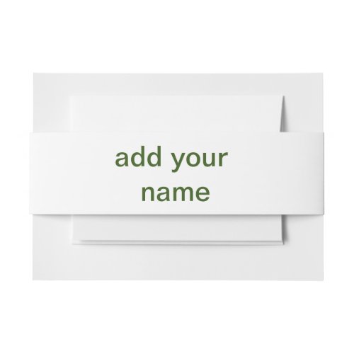 Simple minimal green add your text name photo cust invitation belly band