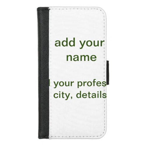 Simple minimal green add your text name photo cust iPhone 87 wallet case