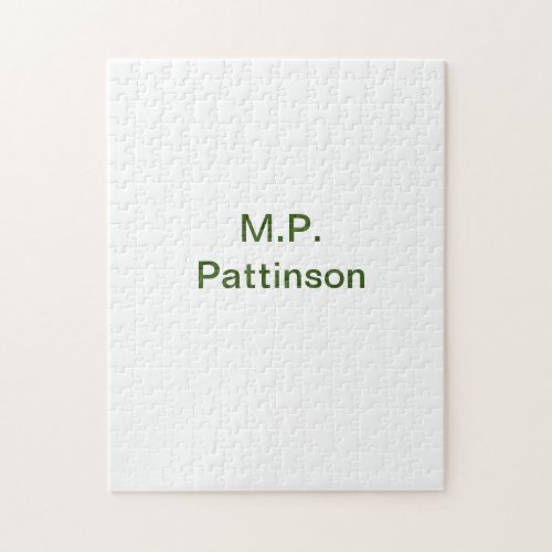Simple minimal green add your text name photo cust jigsaw puzzle