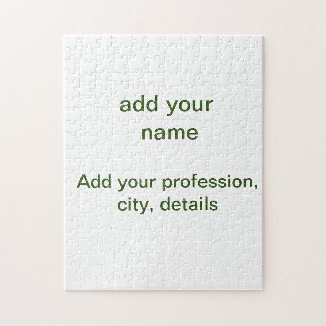 Simple minimal green add your text name photo cust jigsaw puzzle (Vertical)