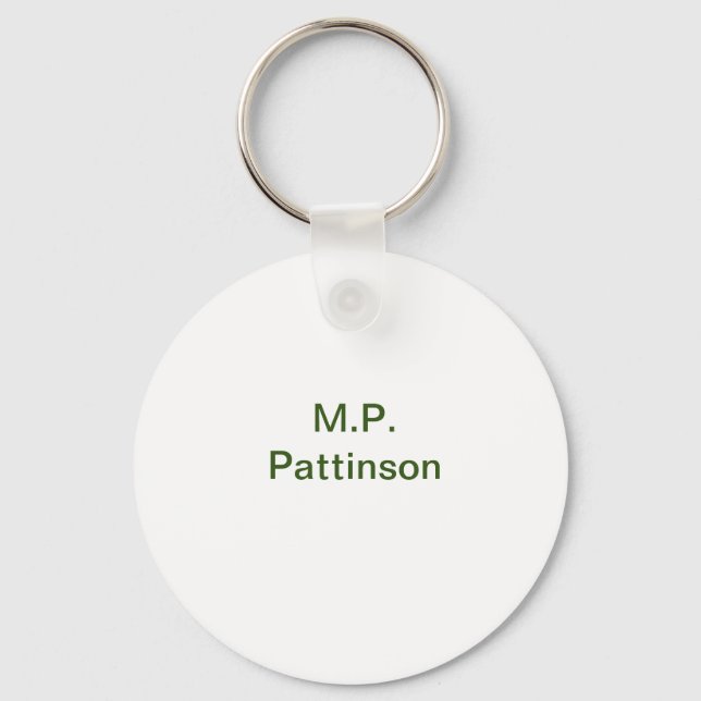 Simple minimal green add your text name photo cust keychain (Front)