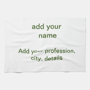 Simple minimal green add your text name photo cust kitchen towel