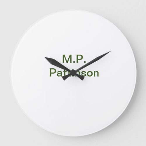 Simple minimal green add your text name photo cust large clock
