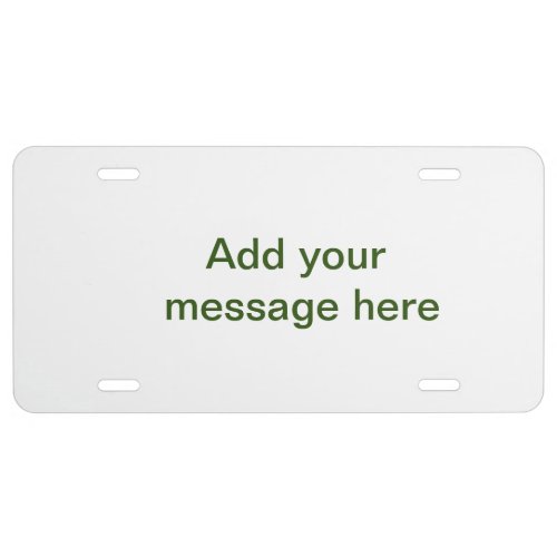 Simple minimal green add your text name photo cust license plate