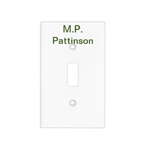 Simple minimal green add your text name photo cust light switch cover