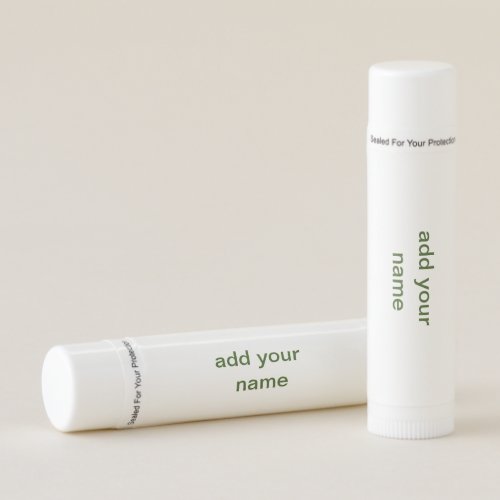 Simple minimal green add your text name photo cust lip balm