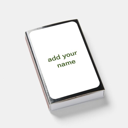 Simple minimal green add your text name photo cust matchboxes