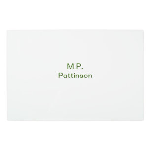 Simple minimal green add your text name photo cust metal print