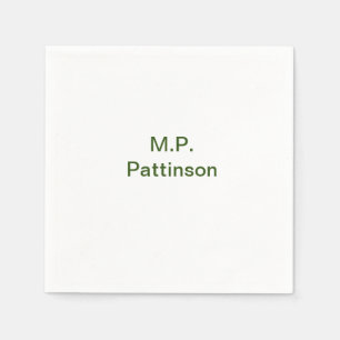 Simple minimal green add your text name photo cust napkins