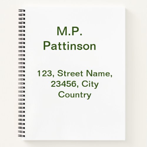 Simple minimal green add your text name photo cust notebook