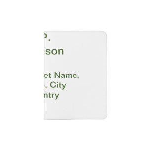 Simple minimal green add your text name photo cust passport holder