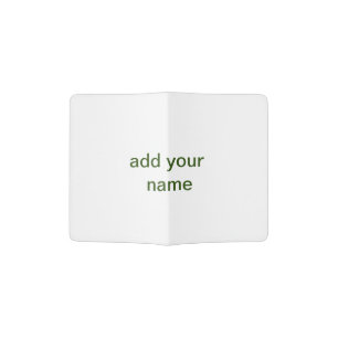 Simple minimal green add your text name photo cust passport holder
