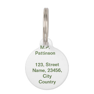 Simple minimal green add your text name photo cust pet ID tag