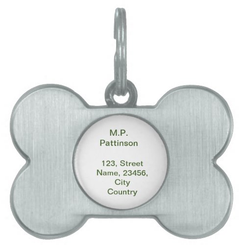 Simple minimal green add your text name photo cust pet ID tag