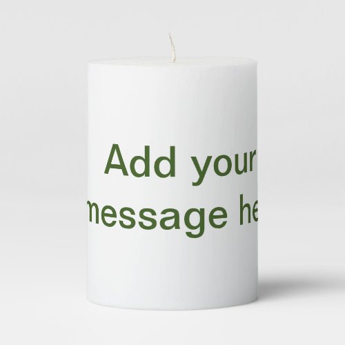 Simple minimal green add your text name photo cust pillar candle