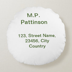 Simple minimal green add your text name photo cust round pillow