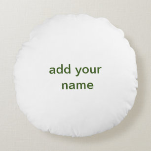 Simple minimal green add your text name photo cust round pillow