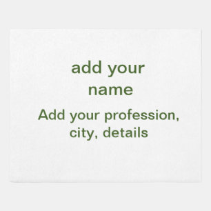 Simple minimal green add your text name photo cust rug