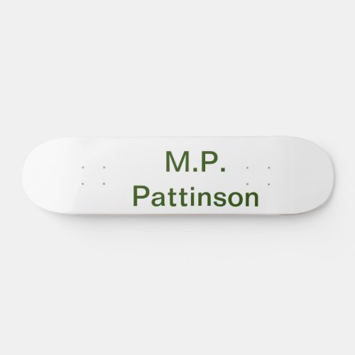 Simple minimal green add your text name photo cust skateboard