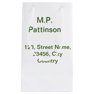 Simple minimal green add your text name photo cust small gift bag