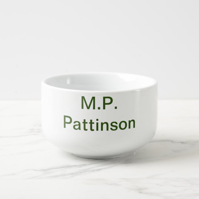 Simple minimal green add your text name photo cust soup mug (Front)