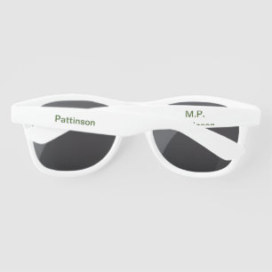 Simple minimal green add your text name photo cust sunglasses