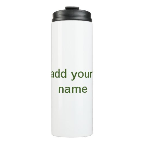 Simple minimal green add your text name photo cust thermal tumbler